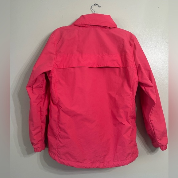 Lands End Rain Coat Jacket Hidden Hood Mesh lining Adjustable M 10-12 Pink - Picture 4 of 10